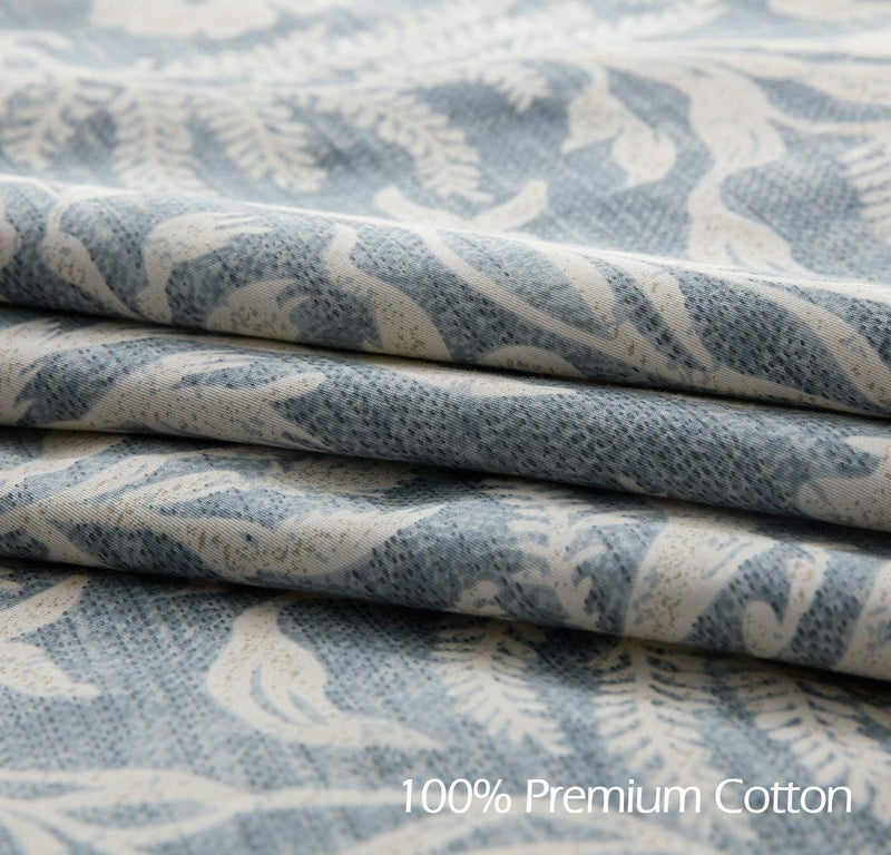 SLEEPBELLA Duvet Cover Queen Size, 600 Thread Count Cotton Beige & Bluish Grey Printed with Luxurious Leaves Pattern Reversible Botanical Comforter Cover Sets, Bedding Set 3Pcs (Queen, Beige Paisley) - Image 5